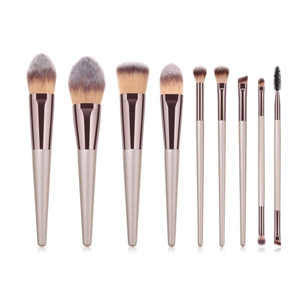 9pcs/set champagne color makeup brush set 2