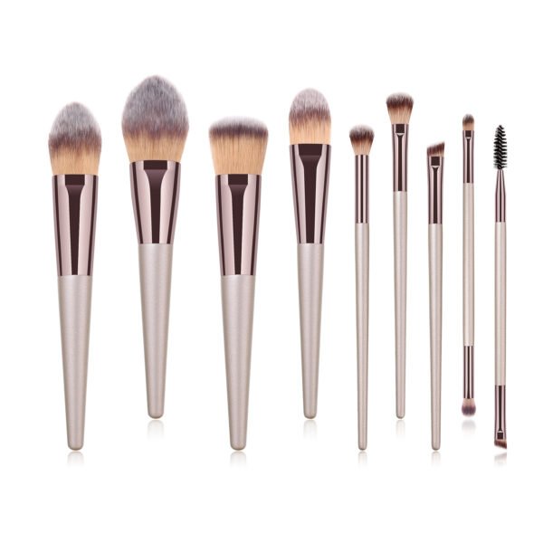 9pcs/set champagne color makeup brush set 2 - Image 2