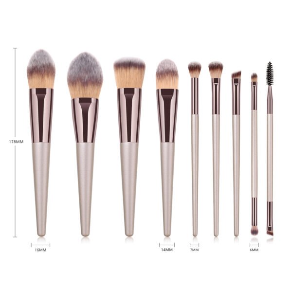 9pcs/set champagne color makeup brush set 2 - Image 3
