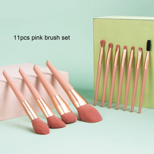11pcs apricot pink makeup brush set with bag
