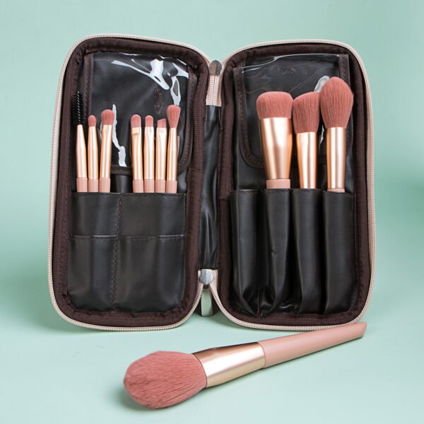 11pcs apricot pink makeup brush set with bag - Image 4