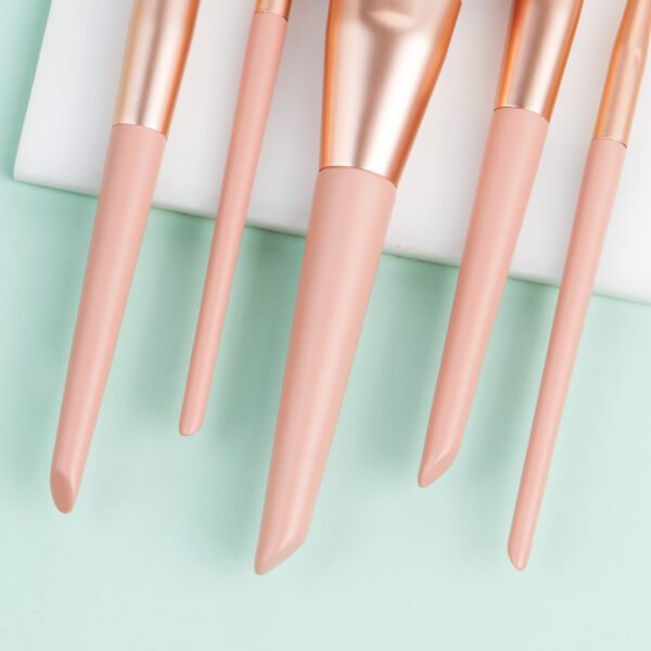 11pcs apricot pink makeup brush set with bag - Image 7
