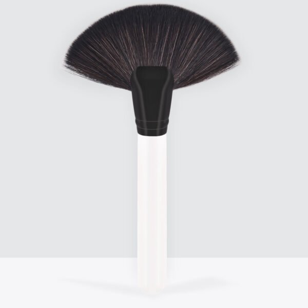 White handle fan shape highlight makeup brush